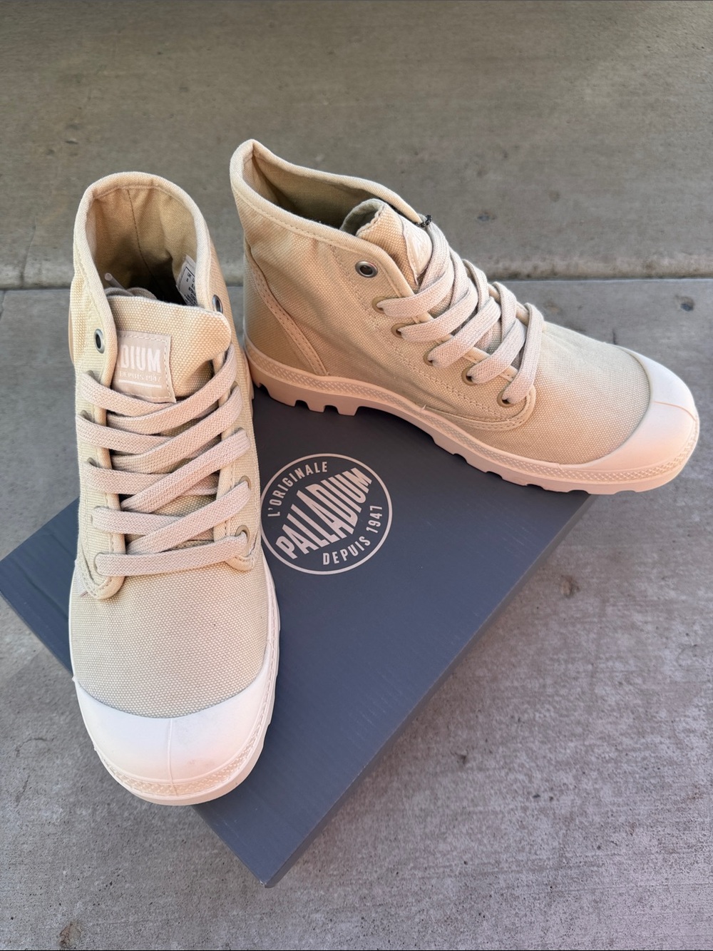 Palladium Women's High-Top Canvas Sneakers in Light Beige